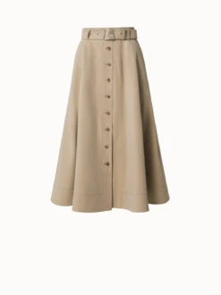 AKRIS A-Line Cotton Stretch Denim Midi Skirt