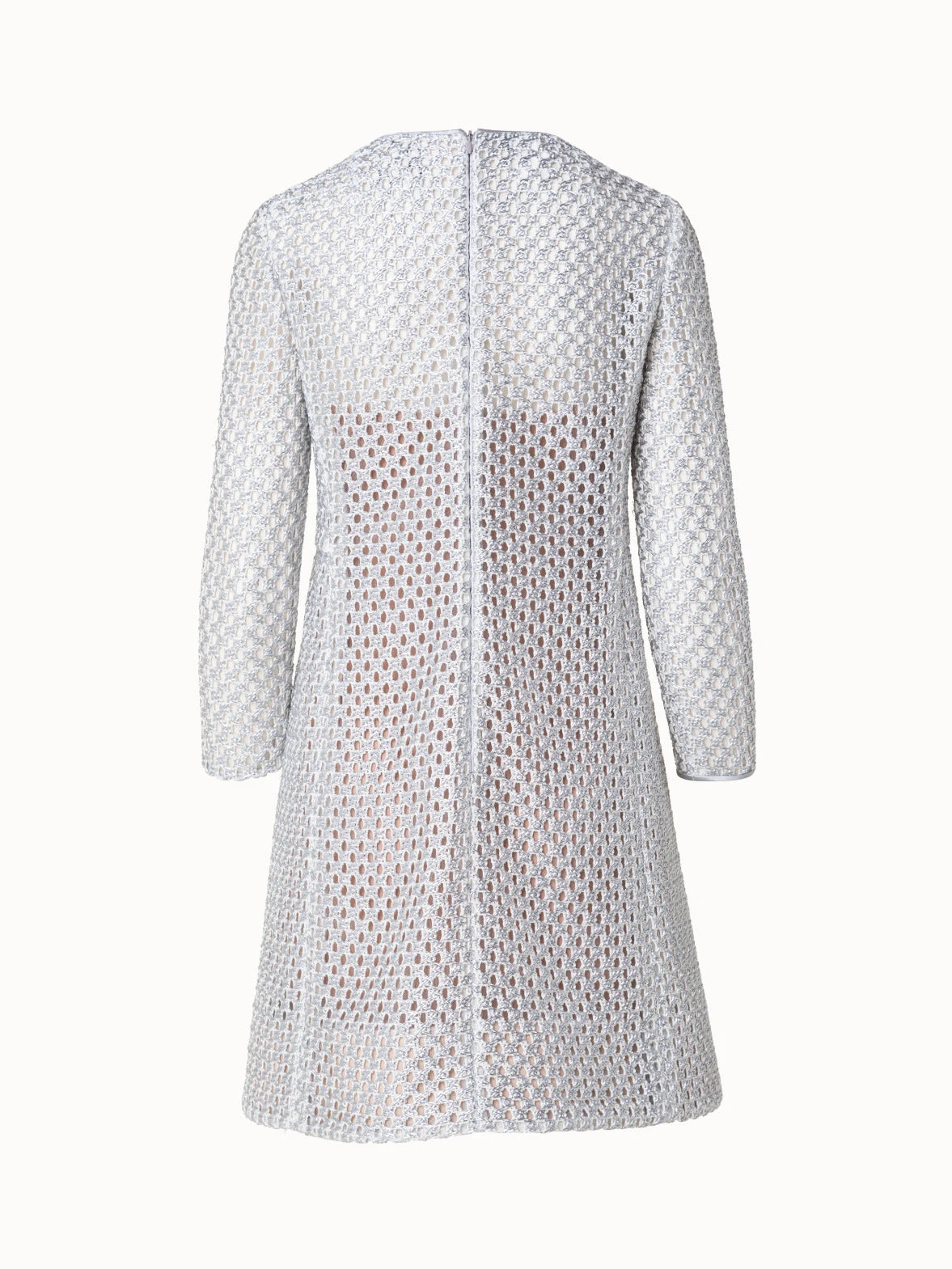 AKRIS Metallic Lurex Cotton Crochet Embroidery Sheath Dress - Image 2