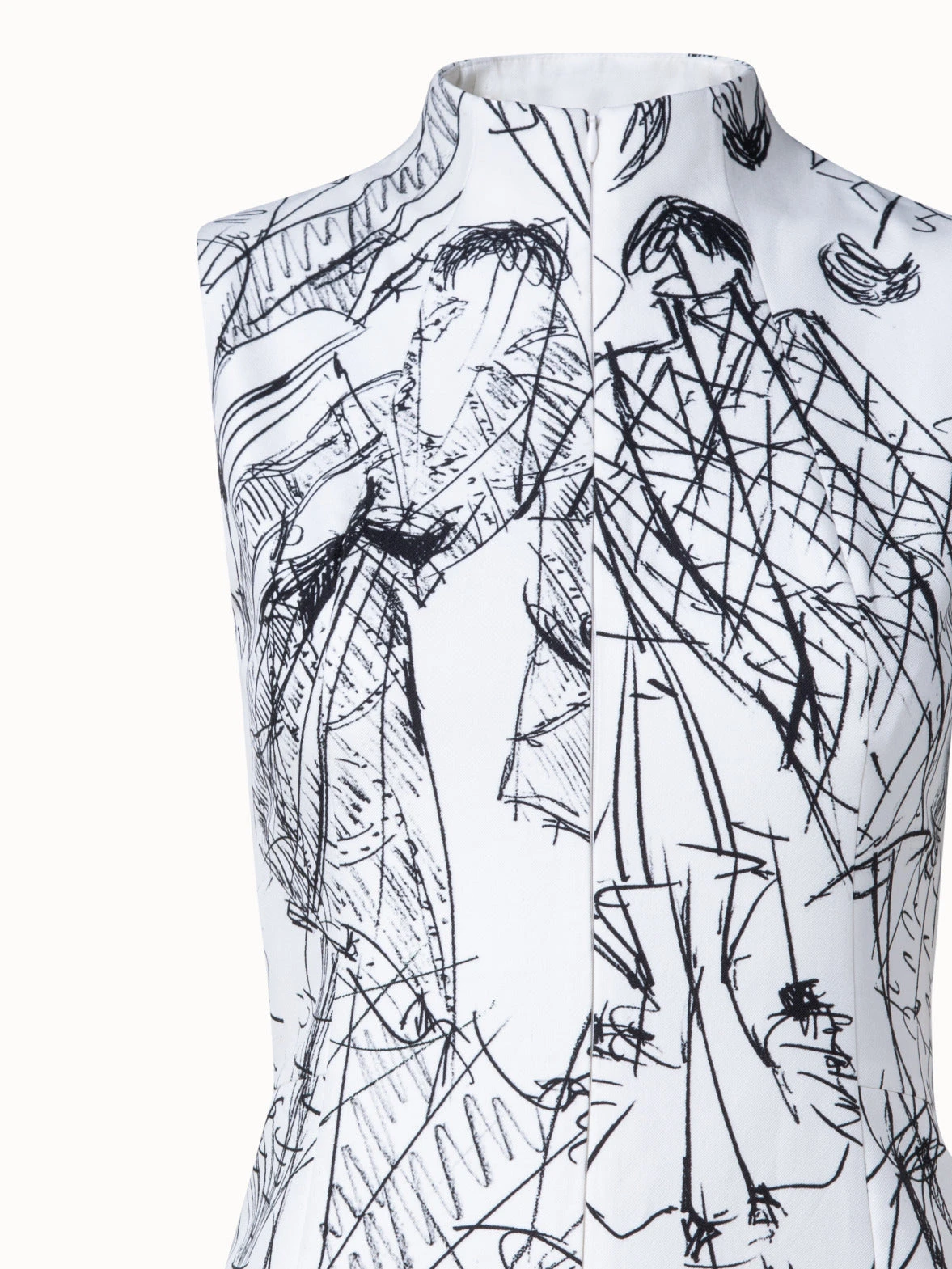 AKRIS Cotton Silk Double-Face Sheath Dress With Croquis Druck - Image 4