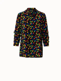 AKRIS Silk Crêpe Blouse With Hearts Print
