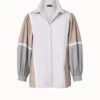 AKRIS Cotton Poplin Colorblock Blouse
