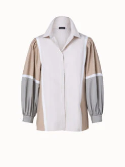 AKRIS Cotton Poplin Colorblock Blouse
