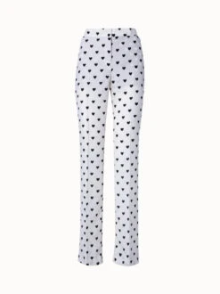 AKRIS Straight Leg Silk Pants With Hearts Jacquard And Druck