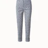AKRIS Cotton Stretch Tapered Pants With Croquis Print