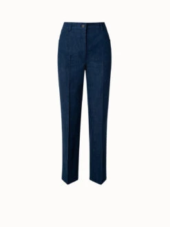 AKRIS Stretch Denim Cropped Straight Leg Pants