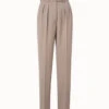 AKRIS Wool Gabardine Pleated Tapered Pants