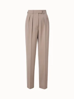 AKRIS Wool Gabardine Pleated Tapered Pants