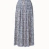 AKRIS Cotton Voile Long Skirt With Croquis Print