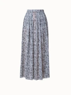 AKRIS Cotton Voile Long Skirt With Croquis Print