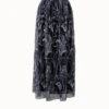 AKRIS Techno Tulle Long Skirt With Croquis Embroidery