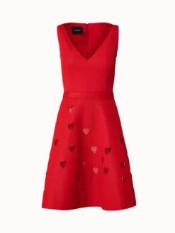 AKRIS Techno Grid Dress With Lasercut Hearts