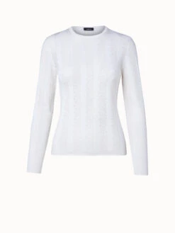 AKRIS Wool Silk Knit Lace Pullover