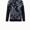 AKRIS Silk Knit Pullover With Croquis Print Crêpe Front