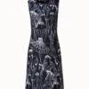 AKRIS Cotton Silk Double-Face Sheath Dress With Croquis Print