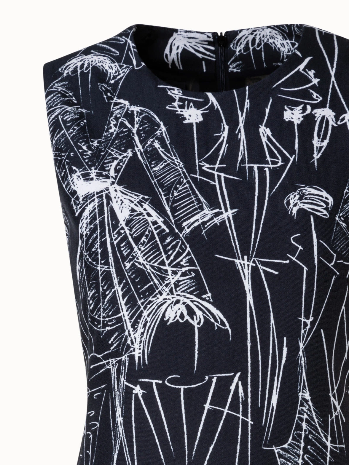 AKRIS Cotton Silk Double-Face Sheath Dress With Croquis Print - Image 3