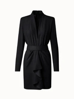 AKRIS Envers Satin Dress With Horsehair Belt