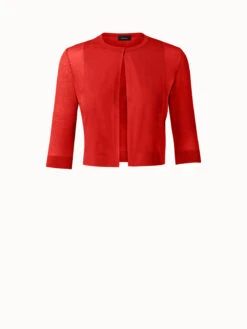 AKRIS Cotton Blend Knit Cropped Cardigan