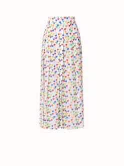 AKRIS Cotton Voile Long Skirt With Heart Print