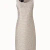 AKRIS Structured Metallic Techno Weave Sheath Dress