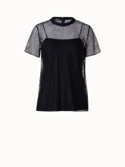 AKRIS Striped Techno Lace Blouse