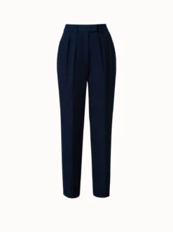 AKRIS Cotton Double-Face Pleated Tapered Pants