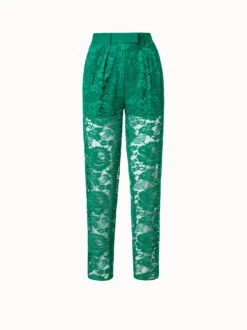 AKRIS Floral Techno Lace Pleated Tapered Pants