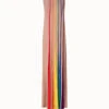 AKRIS Silk Georgette Gown With Multicolor Pleats