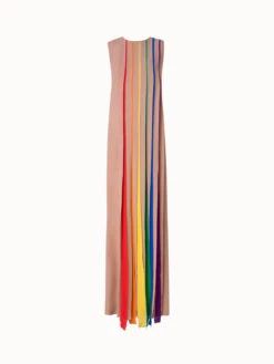 AKRIS Silk Georgette Gown With Multicolor Pleats