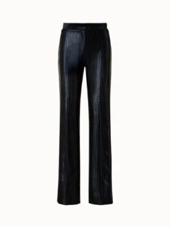 AKRIS Striped Techno Embroidery Straight Leg Pants