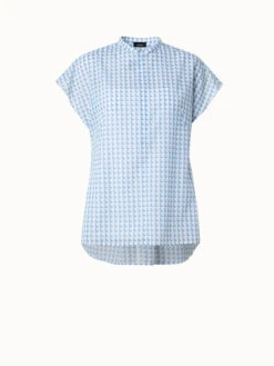 AKRIS Cotton Voile Tunic Blouse With Emma Print