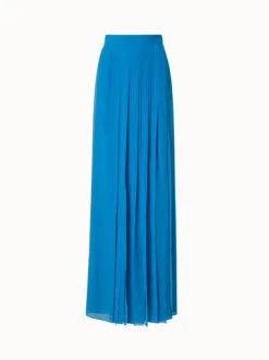 AKRIS Silk Georgette Pleated Long Skirt
