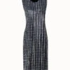 AKRIS Houndstooth Sequins On Organza Midi Dress
