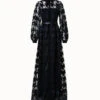 AKRIS Houndstooth Embroidery On Tulle Gown
