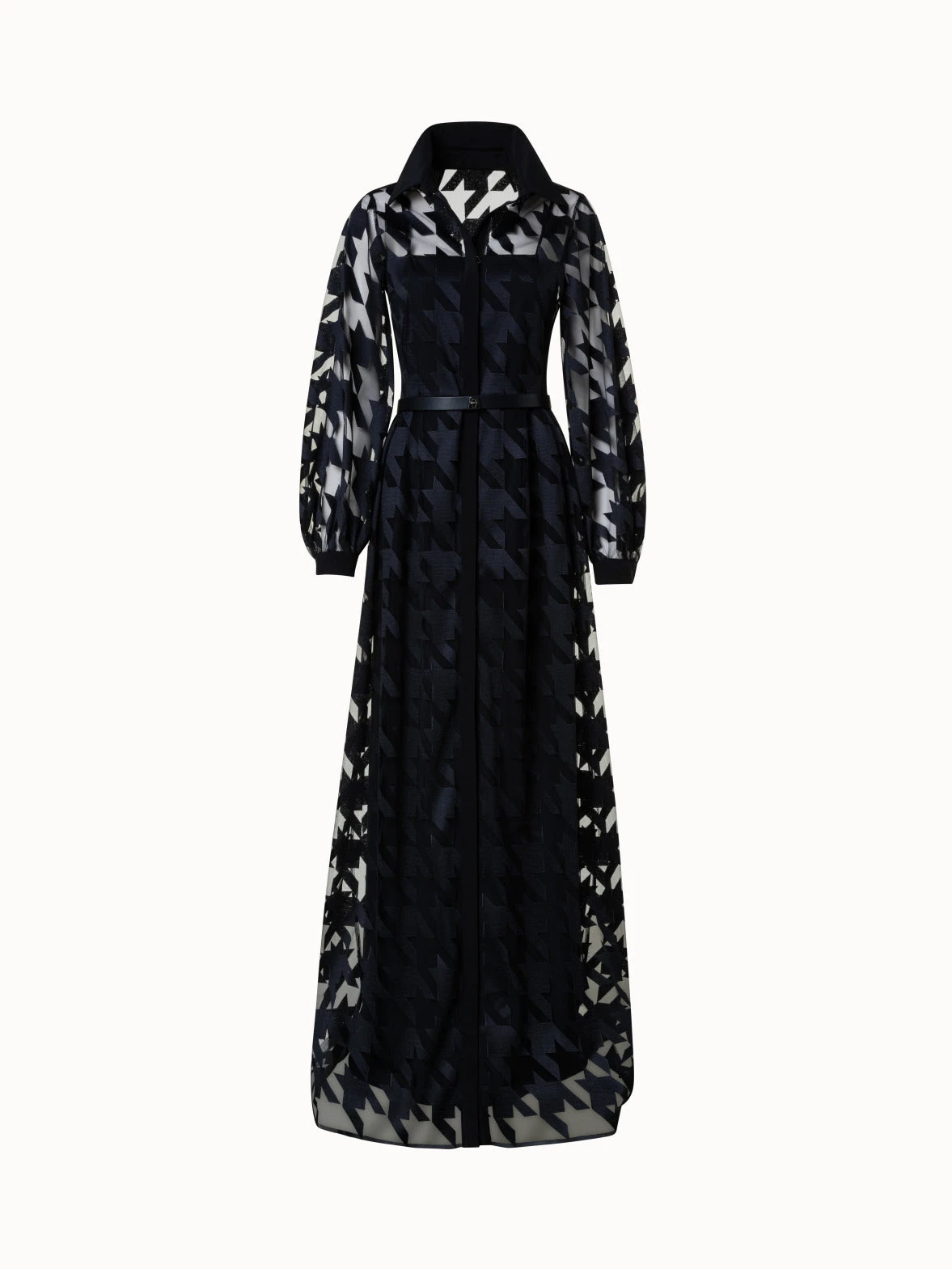 AKRIS Houndstooth Embroidery On Tulle Gown - Image 3