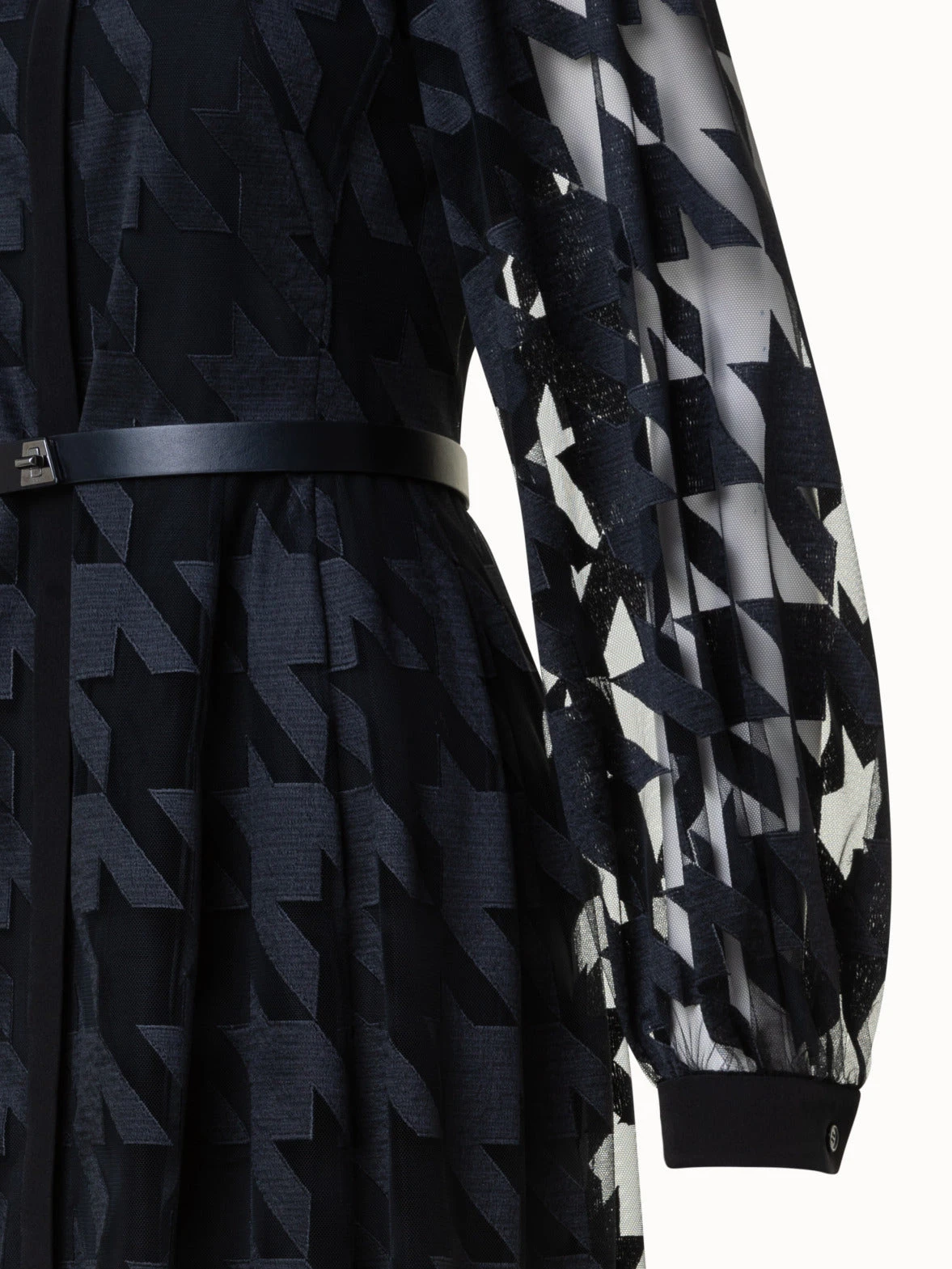 AKRIS Houndstooth Embroidery On Tulle Gown - Image 5