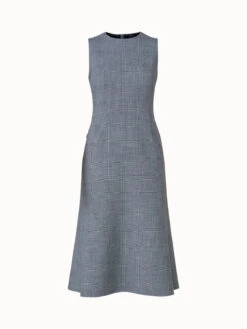 AKRIS Checked Wool Double-Face Midi Dress