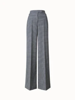 AKRIS Microcheck Wool Wide Leg Pants