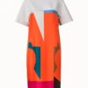 AKRIS Cotton Silk Double-Face Dress With Composed Letters Print