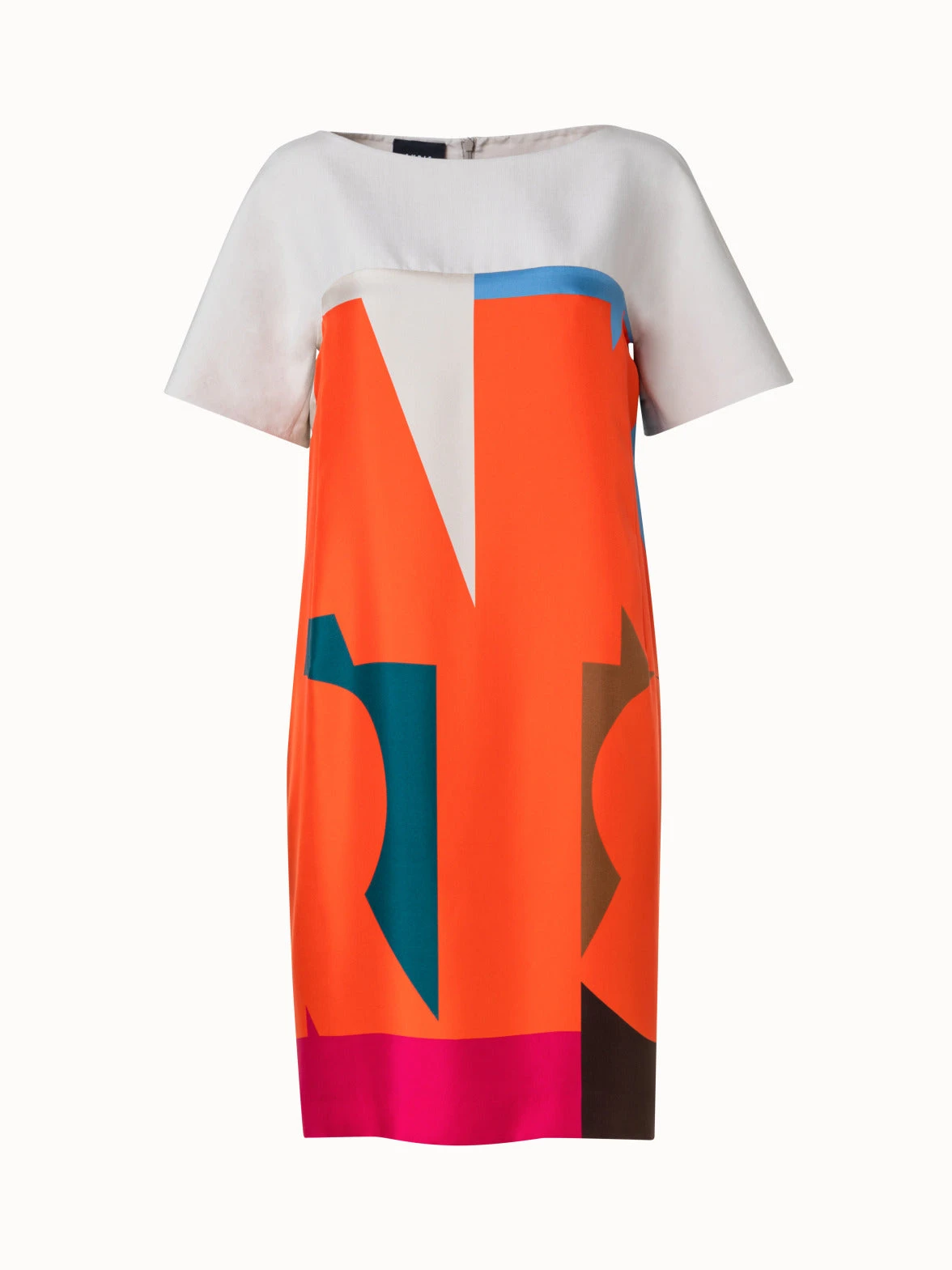 AKRIS Cotton Silk Double-Face Dress With Composed Letters Print