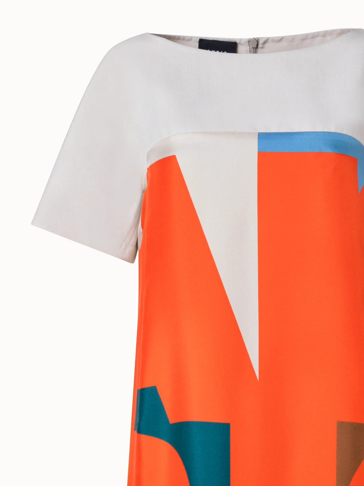 AKRIS Cotton Silk Double-Face Dress With Composed Letters Print - Image 4