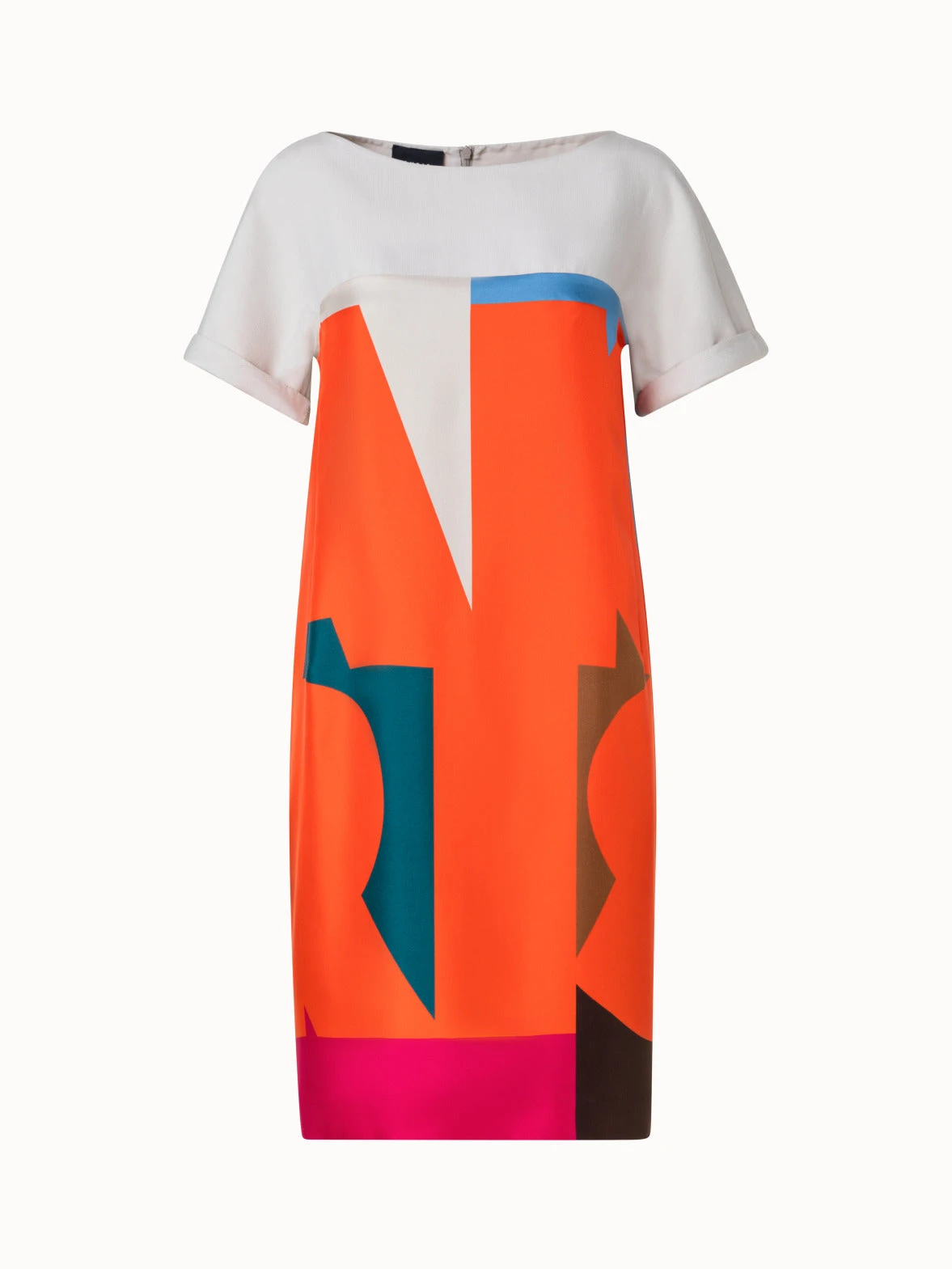 AKRIS Cotton Silk Double-Face Dress With Composed Letters Print - Image 3
