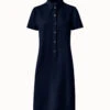 AKRIS Cotton Silk Stretch Double-Face Shirt Dress