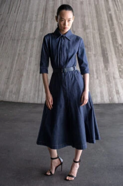 AKRIS Stretch Denim Midi Dress