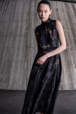 AKRIS Square Jacquard Midi Dress