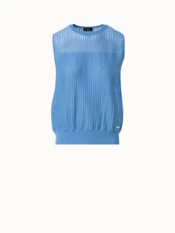 AKRIS Silk Cotton Structured Stripe Knit Top