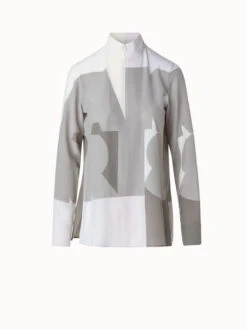 AKRIS Silk Crêpe Blouse With Composed Letters Print