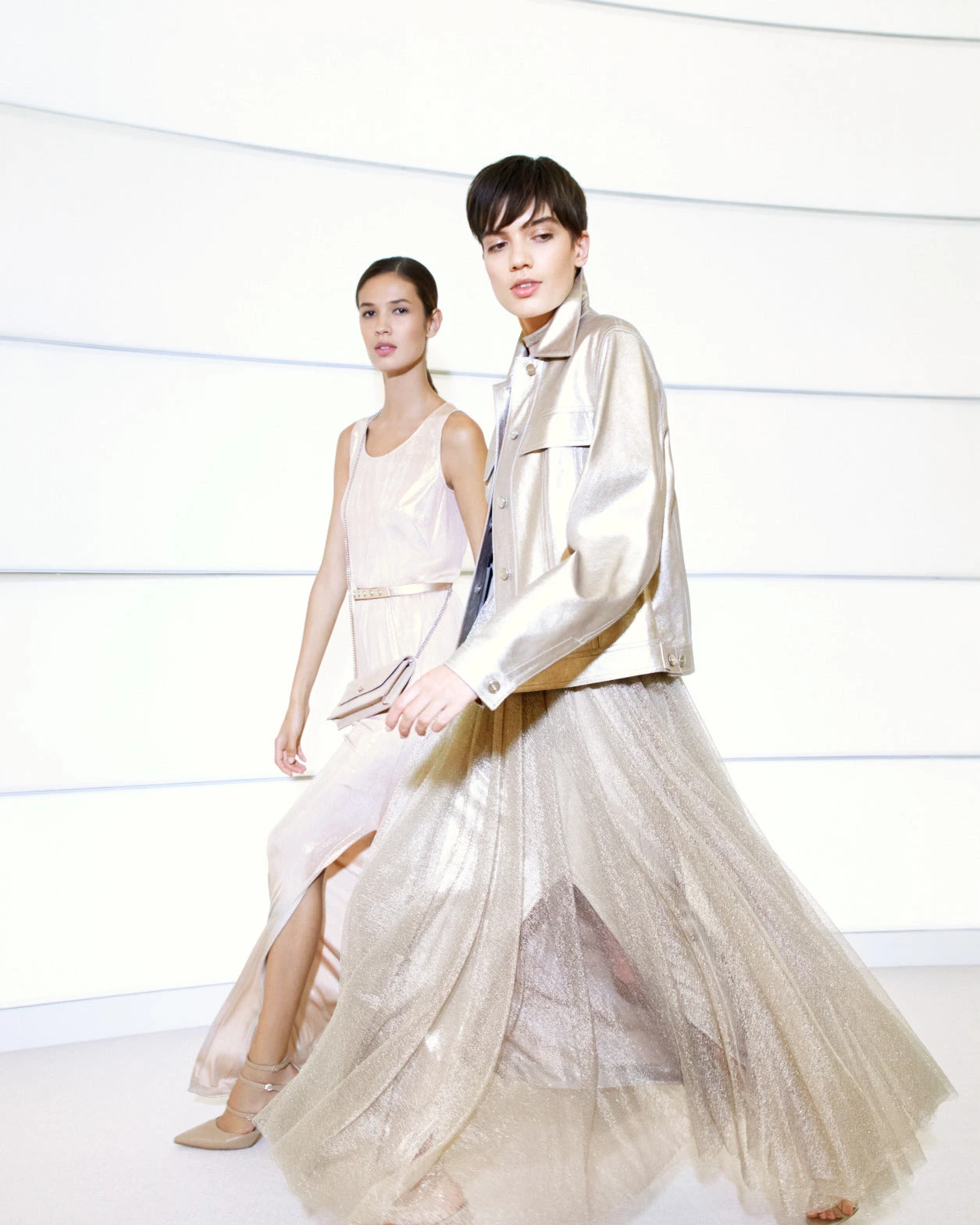 AKRIS Liquid Jersey And Tulle Pleated Skirt - Image 2