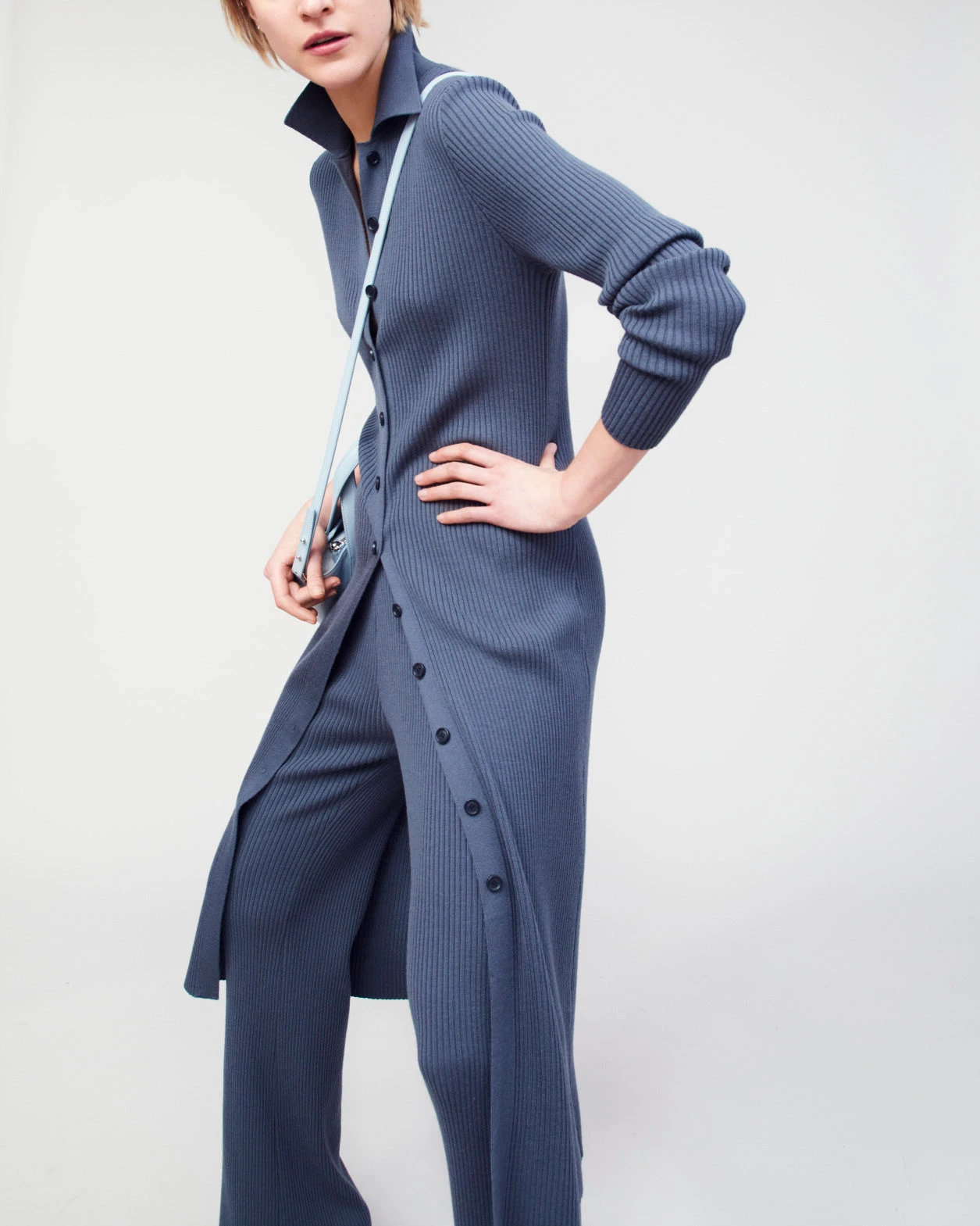 AKRIS Long Wool Rib Knit Cardigan - Image 2